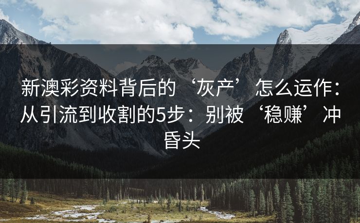 新澳彩资料背后的‘灰产’怎么运作：从引流到收割的5步：别被‘稳赚’冲昏头