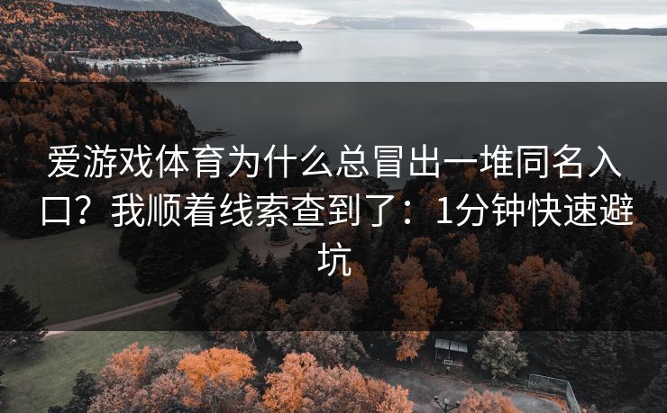 爱游戏体育为什么总冒出一堆同名入口?我顺着线索查到了:1分钟快速避坑 爱游戏体育为什么总冒出一堆同名入口?我顺着线索查到了:1分钟快速避坑